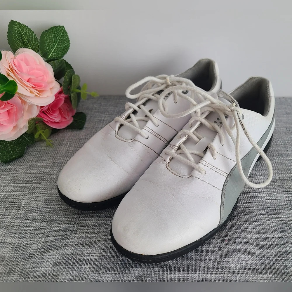 White Grey Puma TitanTour V2 Golf‎ Shoes Size 6C Men’s Or 7C Women's
